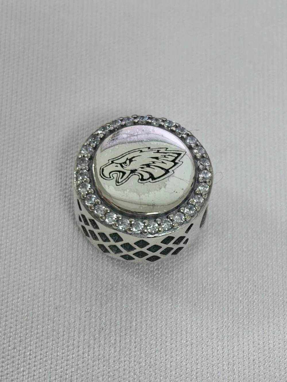 Pandora Silver Tone Crystal Philadelphia Eagles Logo Charm